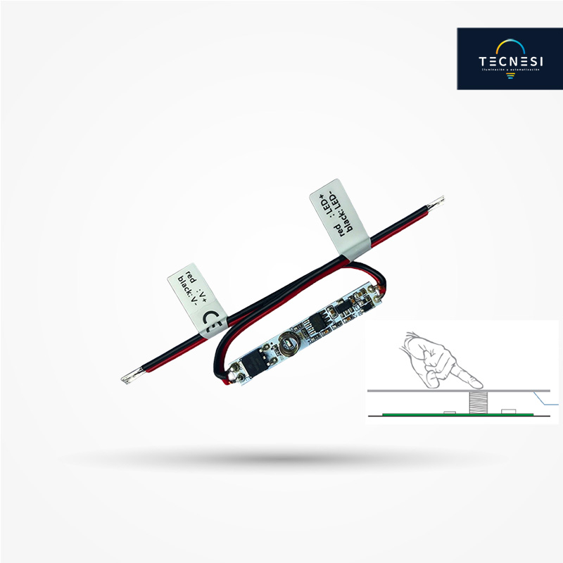 Sensor TECNESI (E1-C). Para perfil LED, de 12-24VDC tipo dimmer touch. De 3A*1CH: 12V@36W, 24V@72W.