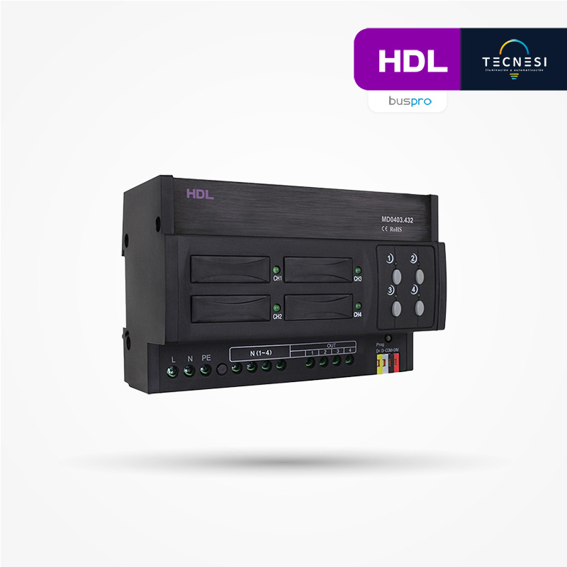 HDL-MD0403.432: Módulo dimmer Leading Edge de 4CH 3A Max. 10A
