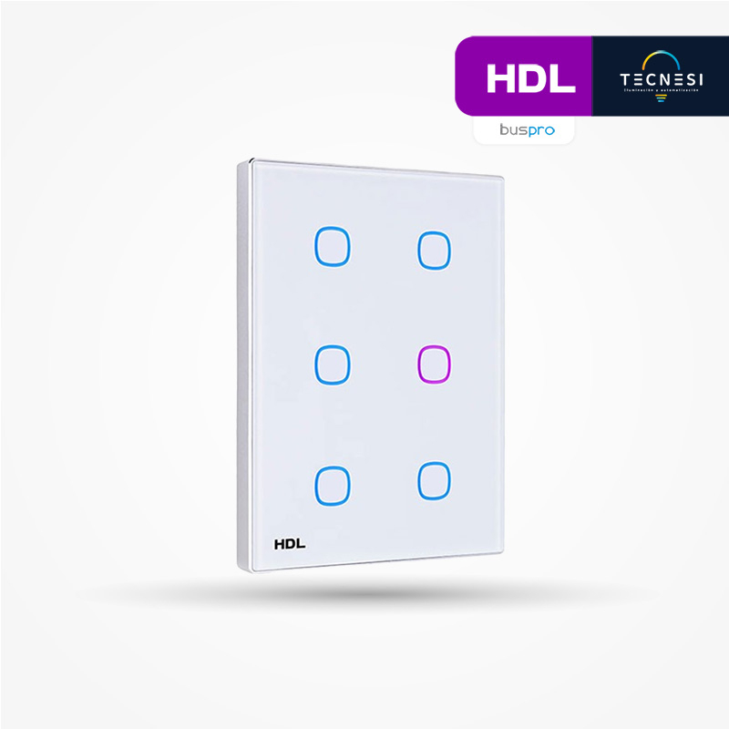 HDL-MPT6.46-A: Panel Táctil Serie iTouch de 6 botones. Tamaño US (blanco)