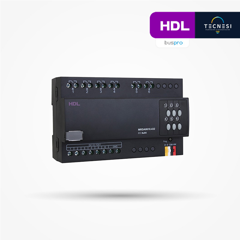 HDL-MRDA0610.432: Actuador Dimmer de Balastro de 0-10V de 6CH 10A