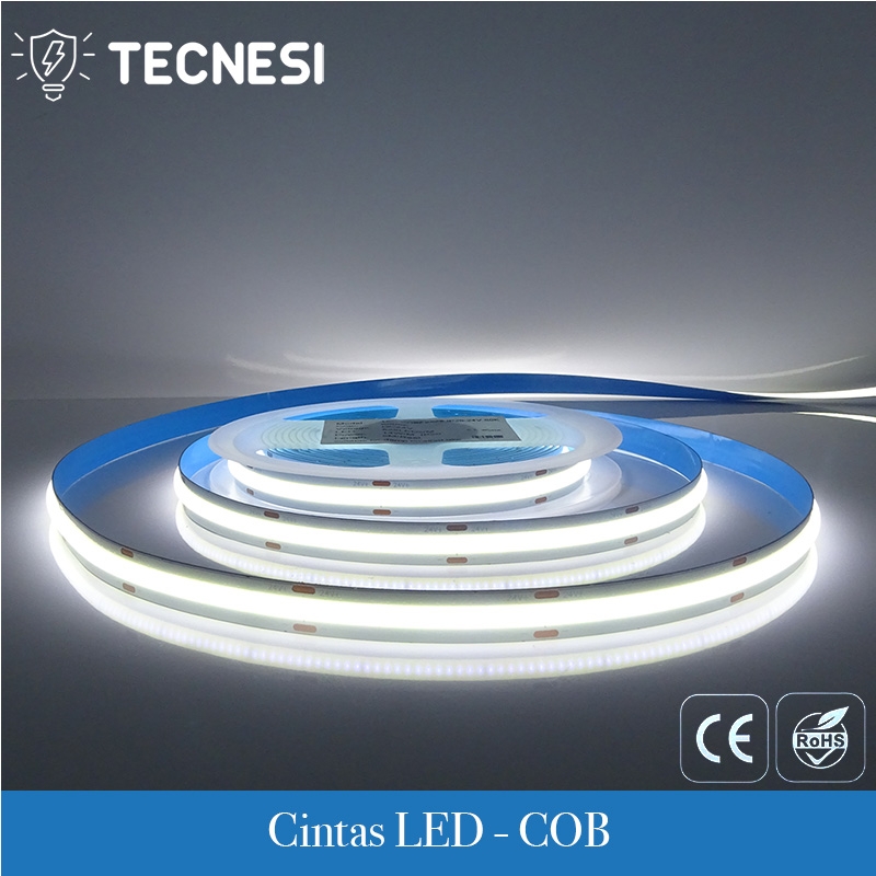 Cinta LED COB TECNESI de 24V 55W (11W/m) 480 LEDs/m - Blanco 6000K 1160lm/m