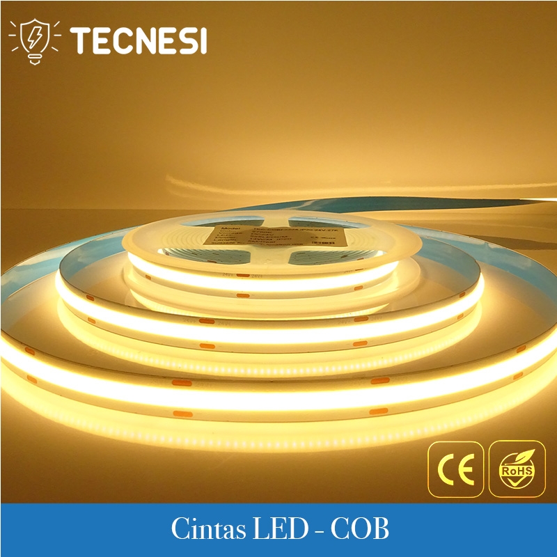 CINTA LED COB TECNESI DE 24V 55W (11W/M) 480 LEDS/M - CÁLIDO 2700K 1100LM/M