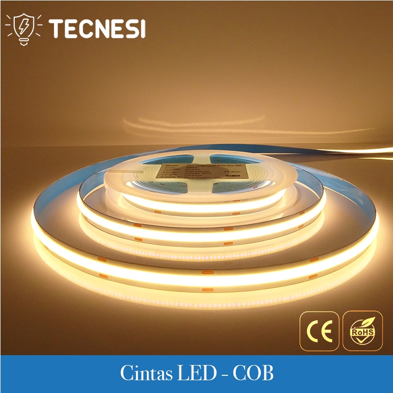 Cinta LED COB TECNESI de 24V 55W (11W/m) 480 LEDs/m - Cálido 3000K 1120lm/m