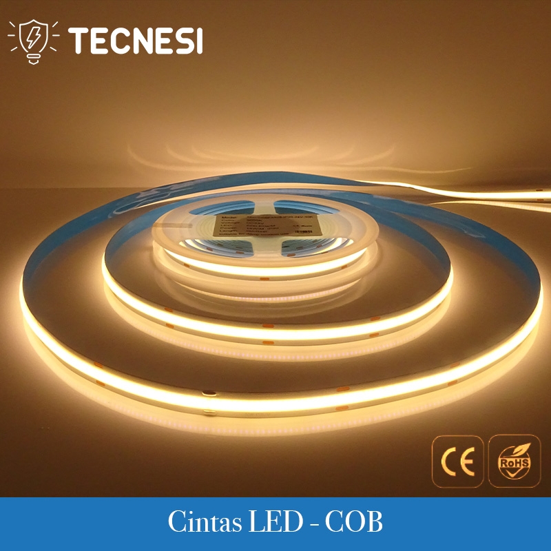 Cinta LED COB TECNESI de 24V 70W (14W/m) 528 LEDs/m - Cálido 3000K 1320lm/m