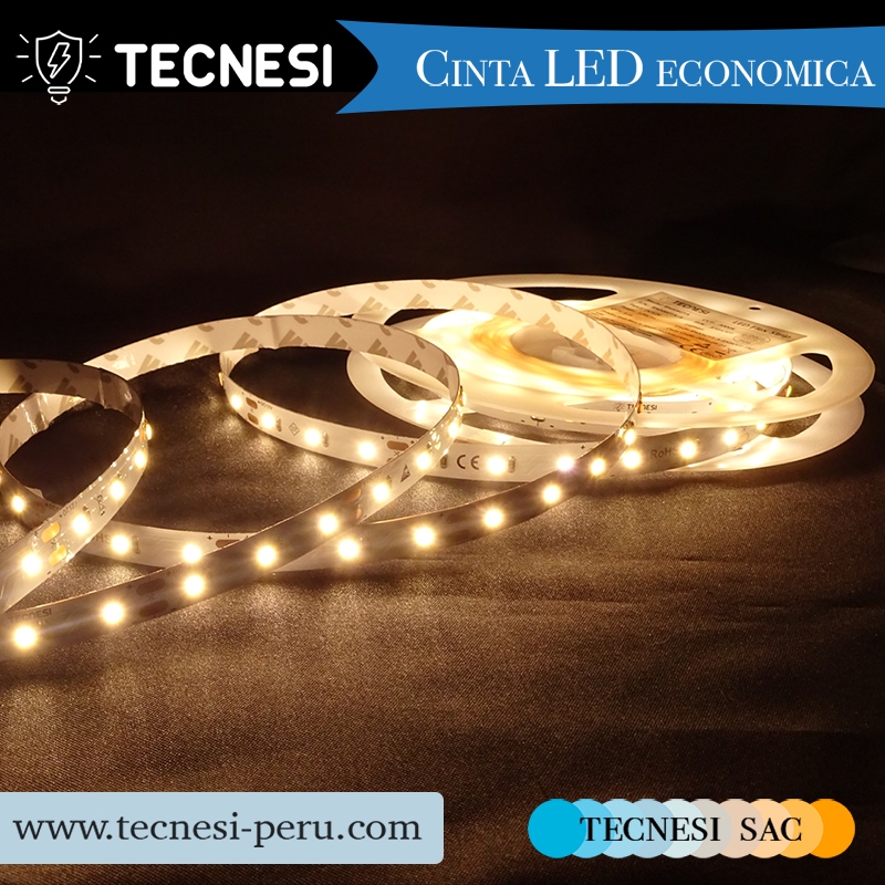 RN0060TA: Cinta LED ECONOMICA TECNESI de 60W (12W/m) (60LEDs/m) - Cálido 3000K 956lm/m
