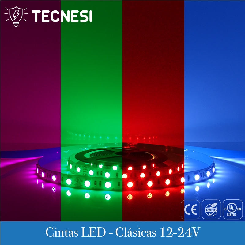Cinta LED UL TECNESI de 72W (14.4W/m) 300 diosos SMD5050 (60LEDs/M) - RGB