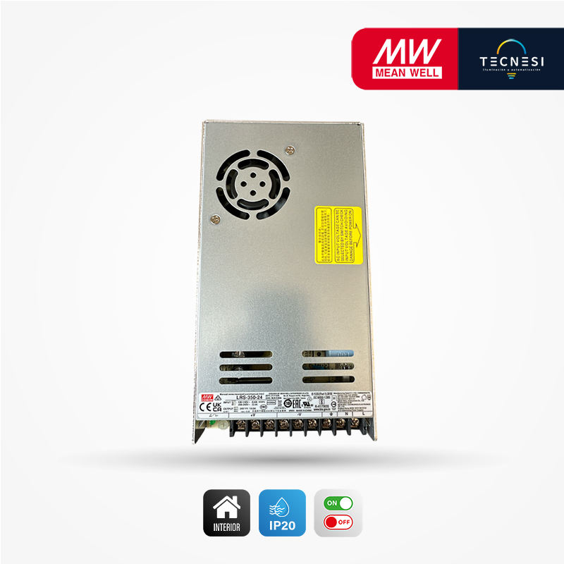 MEAN WELL (LRS-350-24). Driver IP20, de 24V, 14.6A, 350.4W. On/Off.