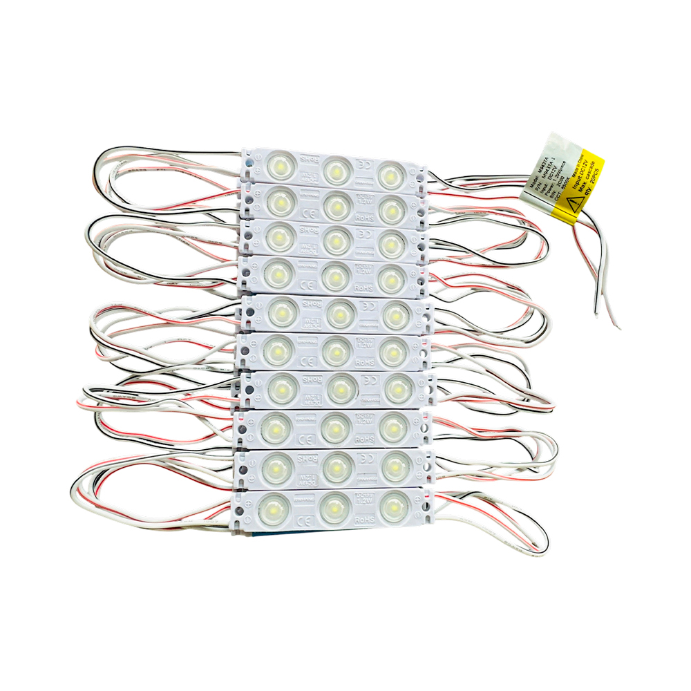 Rishang M943TA - Módulo LED de 3 puntos de 12V DC, 1.2W, 6500K, 130 lm, 160°, IP65. 3 años de garantía.