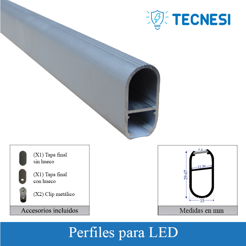 Kit perfil TECNESI (TEC-PRO1530). Serie Profesional de 2 metros. Para colgar ropa.