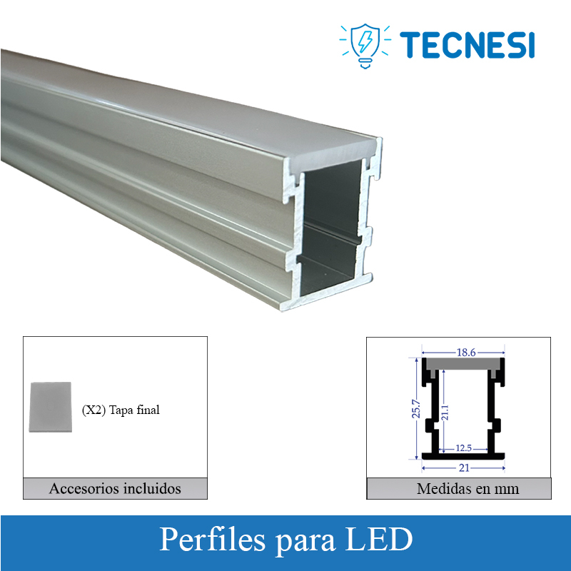 Kit perfil TECNESI (TEC-PRO2621). Serie Profesional de 2 metros. Para empotrar en piso.