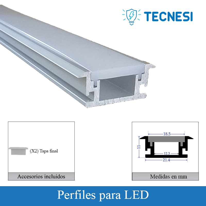 Kit perfil TECNESI (TEC-PRO2711). Serie Profesional de 2 metros. Para empotrar en piso.