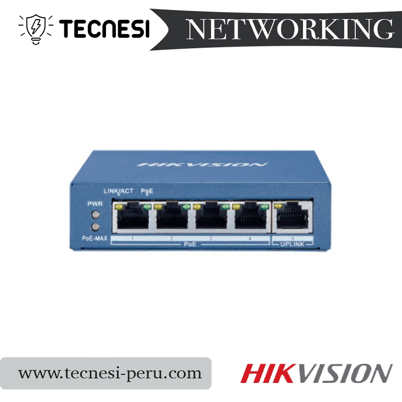 HK-DS-3E0505P-E/M: Switch 4 puertos POE 1 Uplink - 12VDC/220V (2)