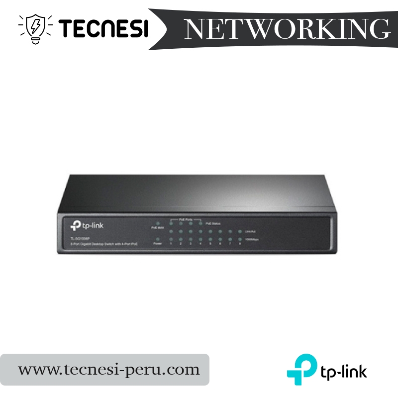 TP-TL-SG1008P: Switch 8P Gigabit 4POE. Case plástico