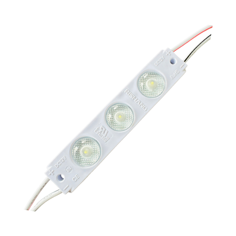 Rishang M8N3TB - Módulo LED de 3 puntos de 12V DC, 1.2W, 6500K, 138 lm, 160°, IP65. 5 años de garantía. 